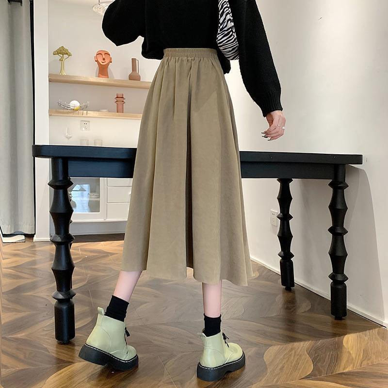 Women's High Waist Pleated College Style Midi Skirt (5 Colors)