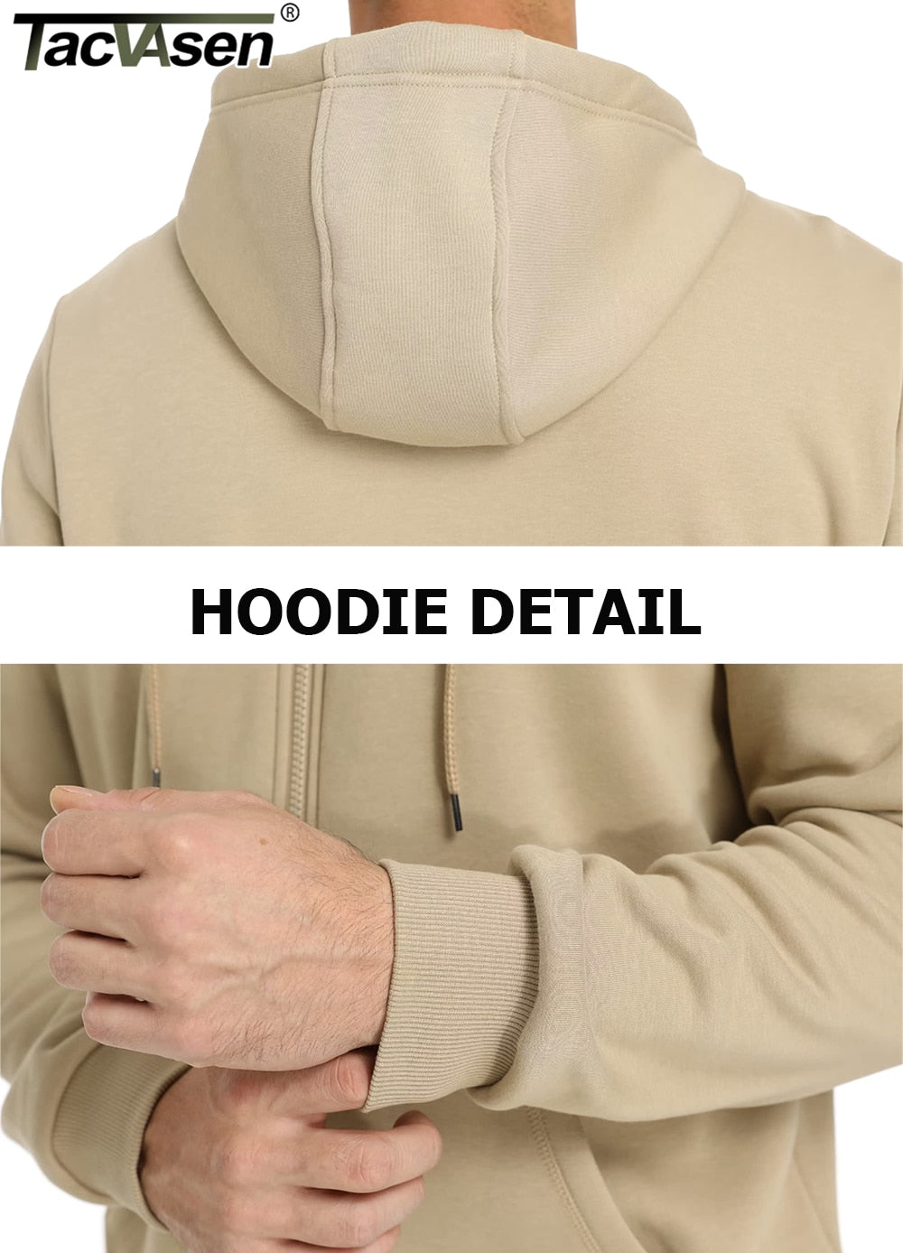 TACVASEN Big Pockets Fleece Lining Hoodies Mens Hooded Coats Full Zip Up Casual Hoodie Jackets Athlete Running Hiking Sportswear