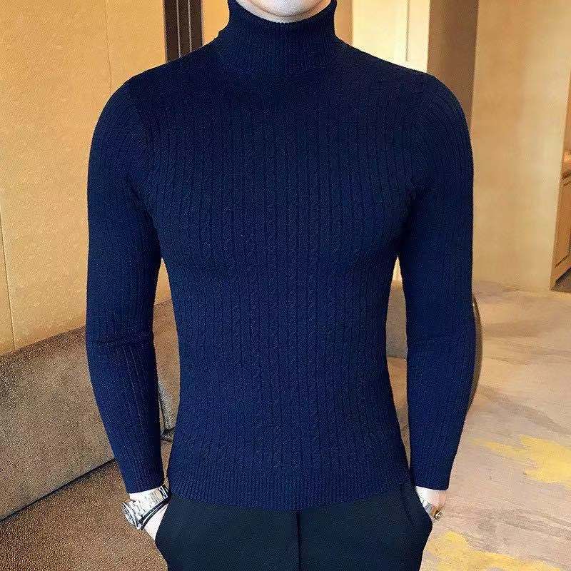 Korean Fashion Autumn Men Casual Vintage Style Sweater Wool Turtleneck Oversize 2024 Winter Men Warm Cotton Pullovers Sweaters