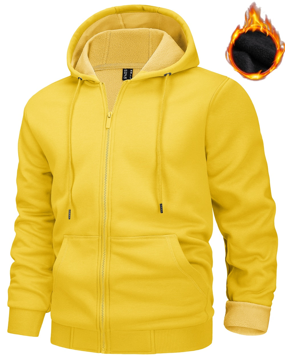 TACVASEN Big Pockets Fleece Lining Hoodies Mens Hooded Coats Full Zip Up Casual Hoodie Jackets Athlete Running Hiking Sportswear