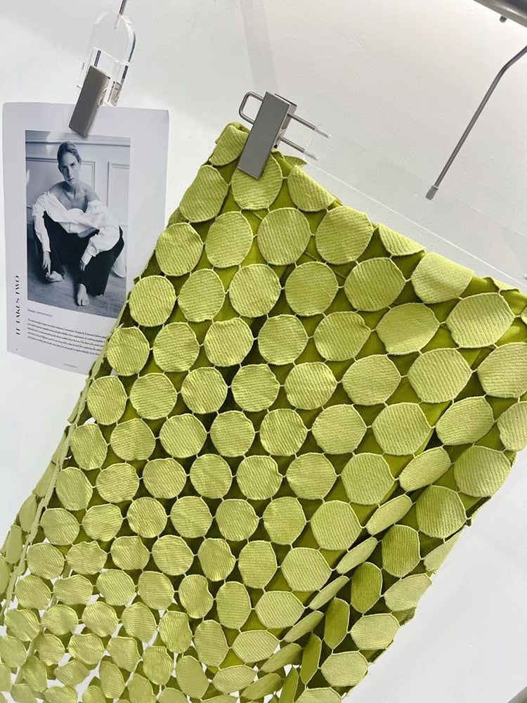 Women's Cut Out High Waist Patchwork Tassel Irregular Hem Solid Midi Skirts (3 Colors)