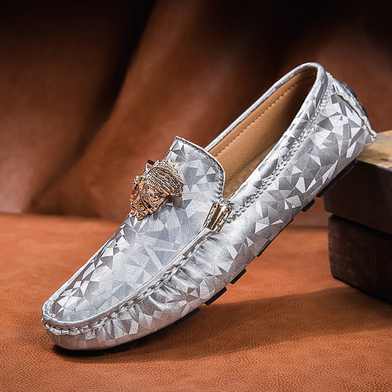Brand Casual Shoes High Quality Men's Leather Shoes Snake Pea Shoes Spring Summer Leather Ladies Moccasin Loafers
