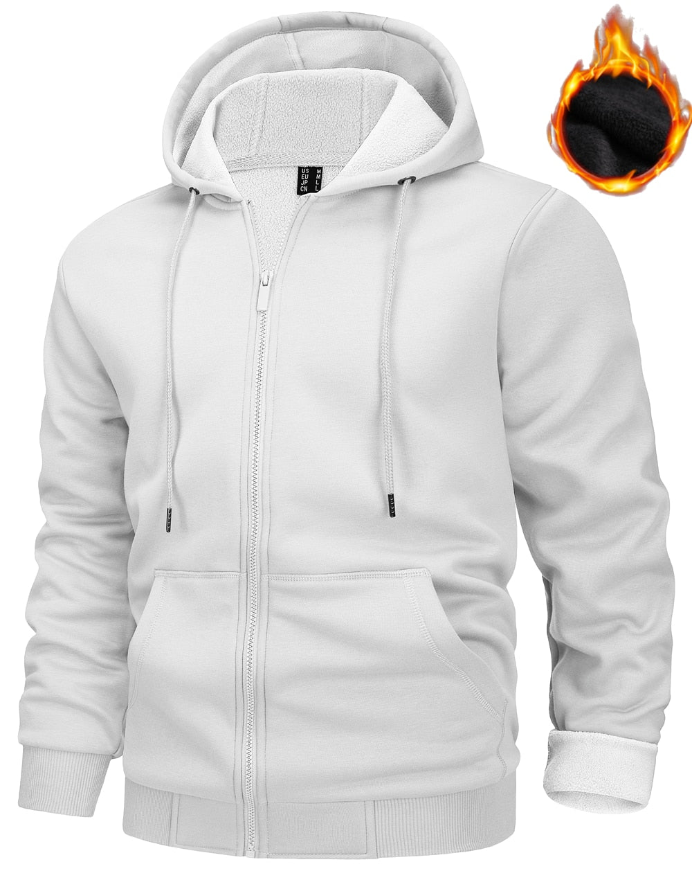 TACVASEN Big Pockets Fleece Lining Hoodies Mens Hooded Coats Full Zip Up Casual Hoodie Jackets Athlete Running Hiking Sportswear