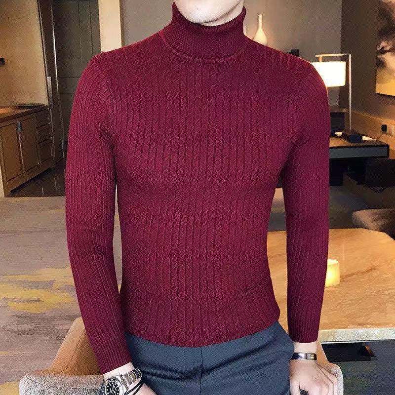 Korean Fashion Autumn Men Casual Vintage Style Sweater Wool Turtleneck Oversize 2024 Winter Men Warm Cotton Pullovers Sweaters