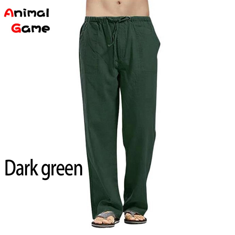 Men's Linen Korean Streetwear Yoga Casual Sweatpants (10 Colors)