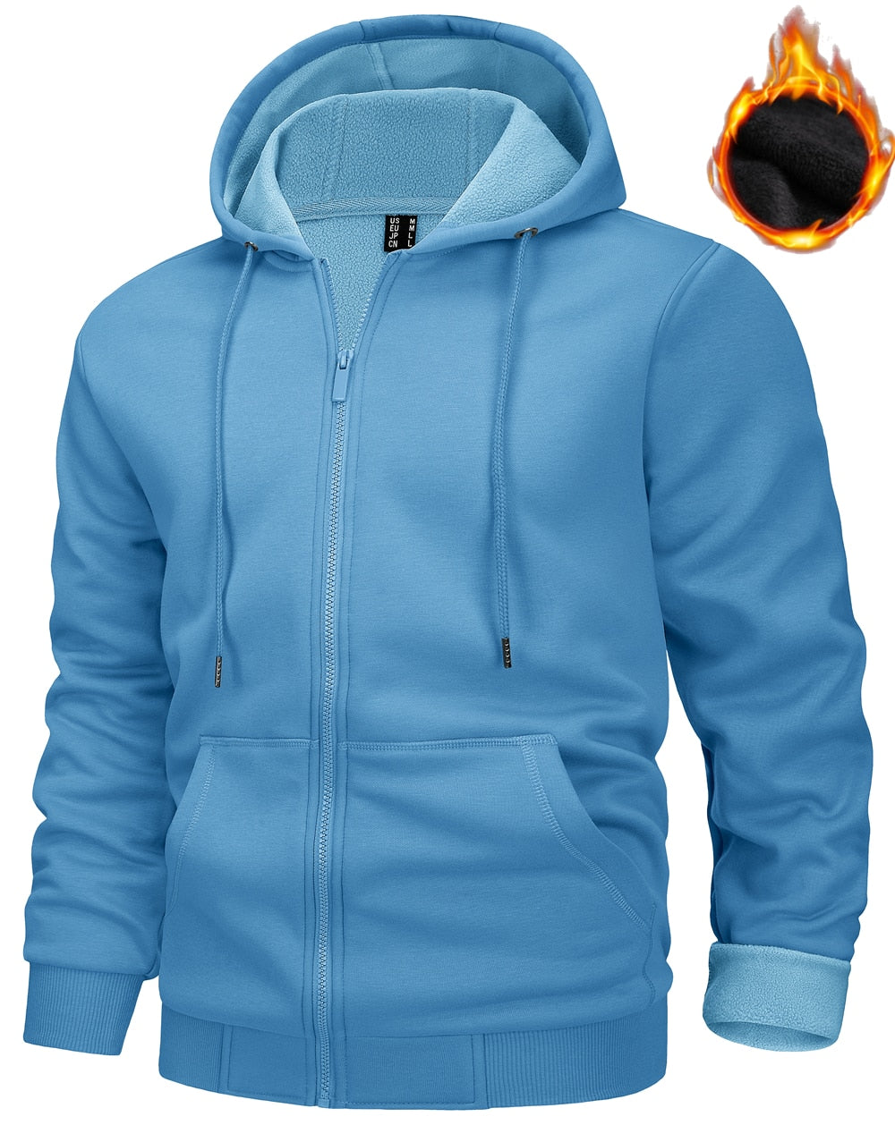 TACVASEN Big Pockets Fleece Lining Hoodies Mens Hooded Coats Full Zip Up Casual Hoodie Jackets Athlete Running Hiking Sportswear