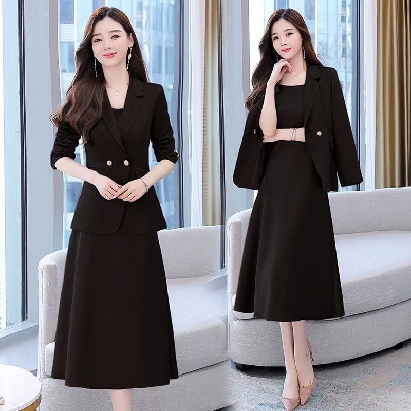Women's Temperament Slim Office Suit Suspender Skirt Two-piece Set (3 Colors)