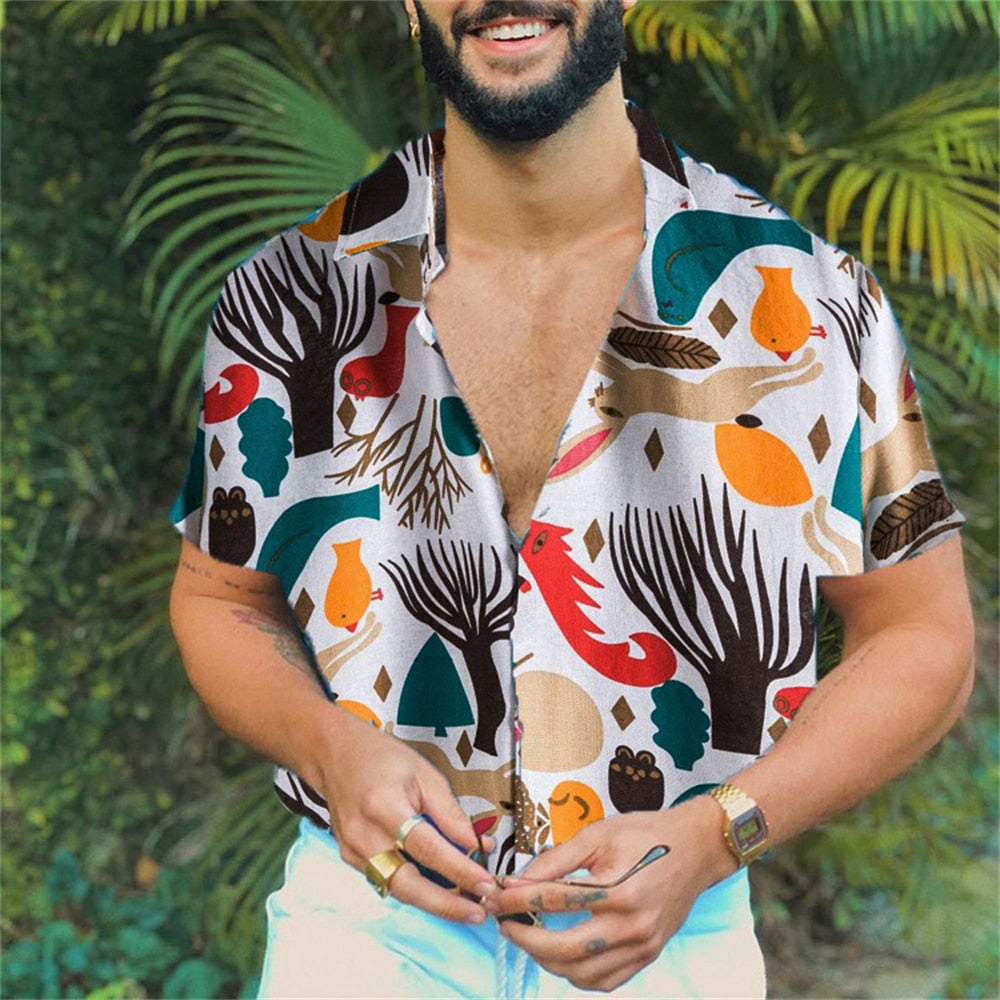 Men's 3d Printed Hawaiian Beach Short Sleeve Fashion Shirts - Collection 1 (9 Styles)