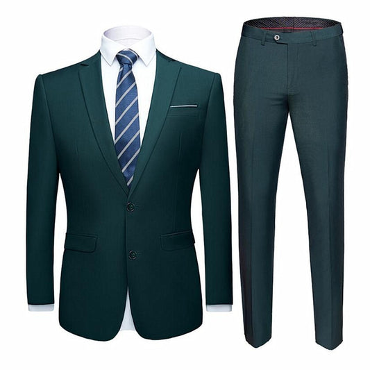 Men's 2 Button 2 pc (Jacket+Pant) Poly Viscose Business Dress Suit - Collection 2 (7 Colors)