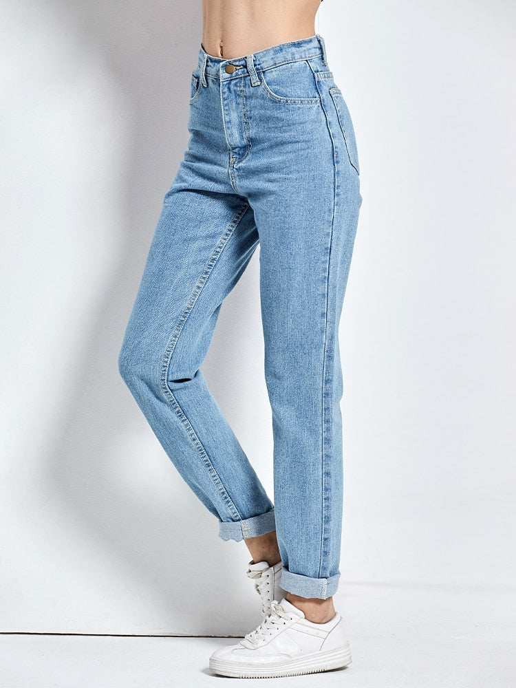 Women's High Waist Full Length Boyfriends Denim (3 Colors)