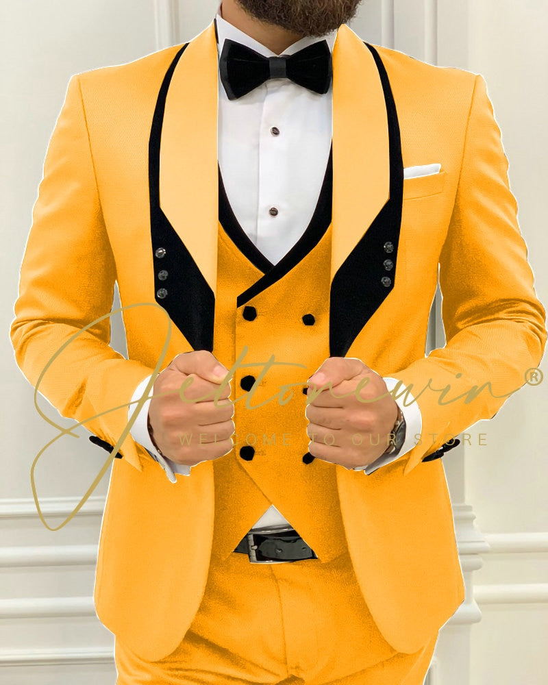Men's Fashion Wedding Slim Fit 3 Piece Groom Tuxedo Suit - Collection 2 (8 colors)