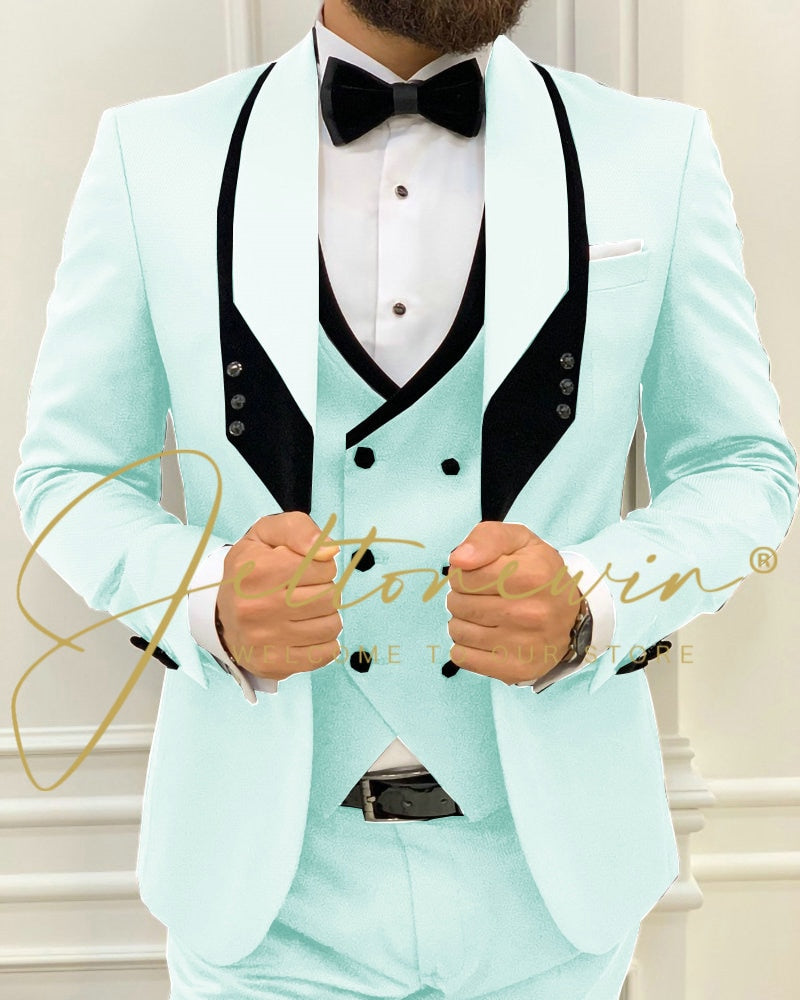 Men's Fashion Wedding Slim Fit 3 Piece Groom Tuxedo Suit - Collection 2 (8 colors)