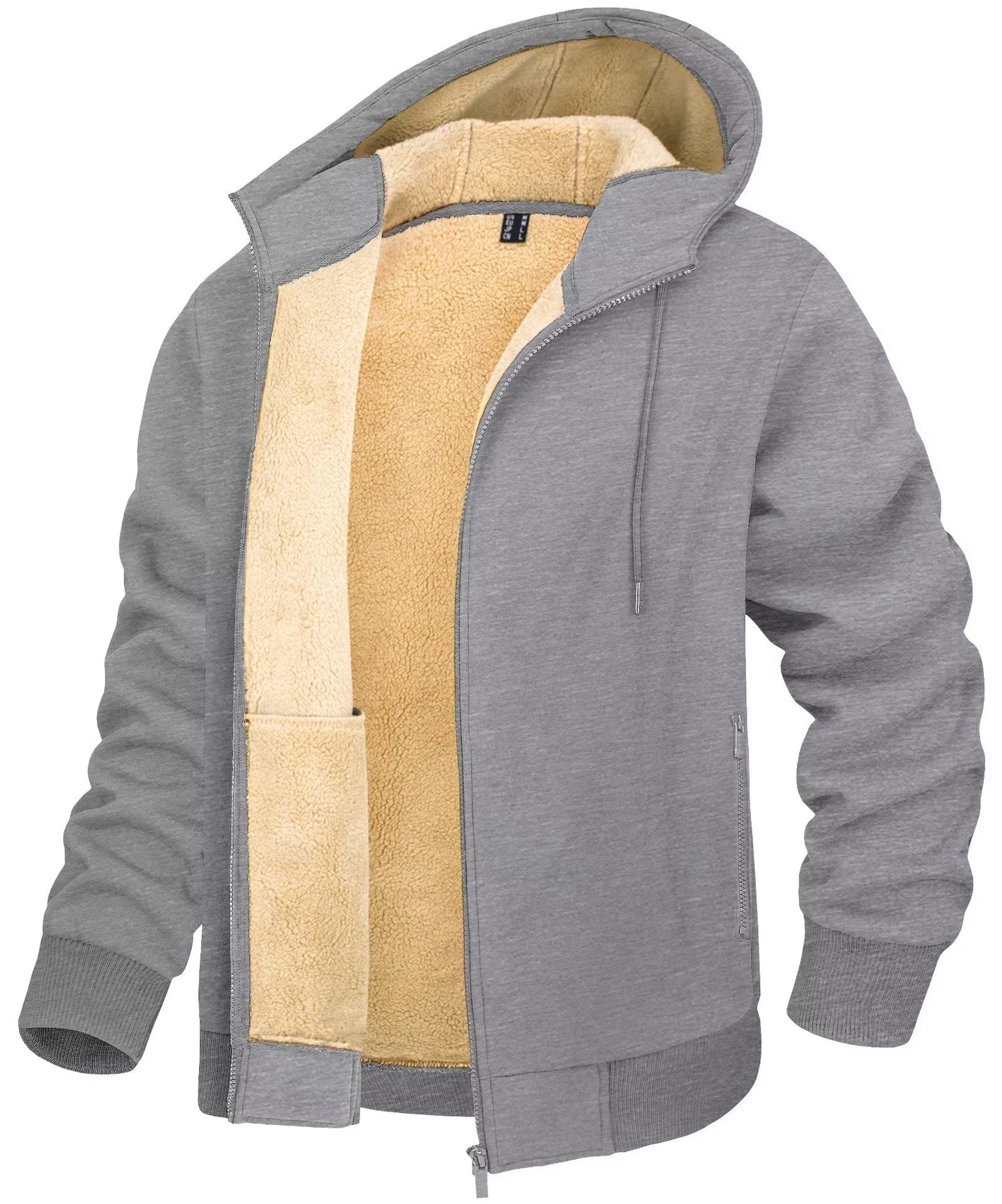 TACVASEN Fleece Lining Winter Hoodie Mens Sherpa Jackets Windproof Full Zip Warm Coats Climbing Hooded Casual Outwear Sportswear