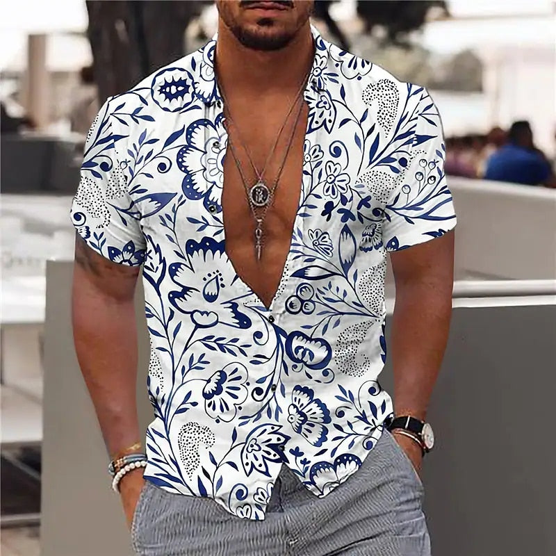 Men's 3d Printed Hawaiian Beach Short Sleeve Fashion Shirts - Collection 1 (9 Styles)