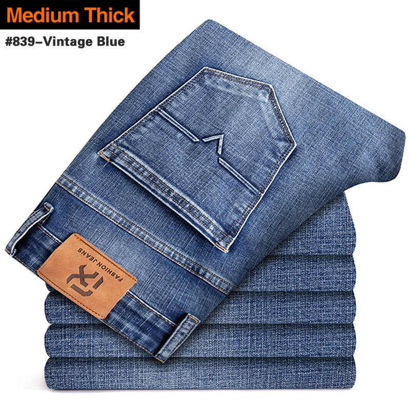 Men's Stretch Regular Fit Business Casual Classic Style Denim (6 Colors)