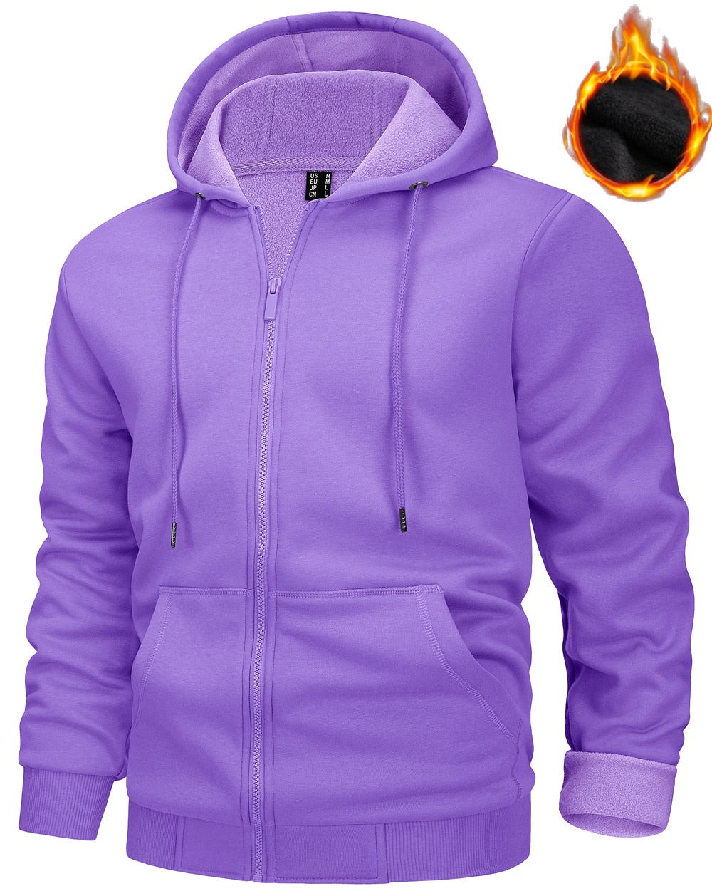 TACVASEN Big Pockets Fleece Lining Hoodies Mens Hooded Coats Full Zip Up Casual Hoodie Jackets Athlete Running Hiking Sportswear