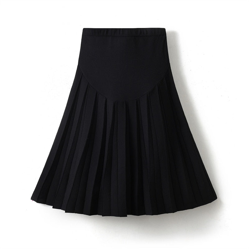 2024 Women Knitted Pleated Skirts Fashion High Waist Knit Dress Solid Color Female Classic Skirt