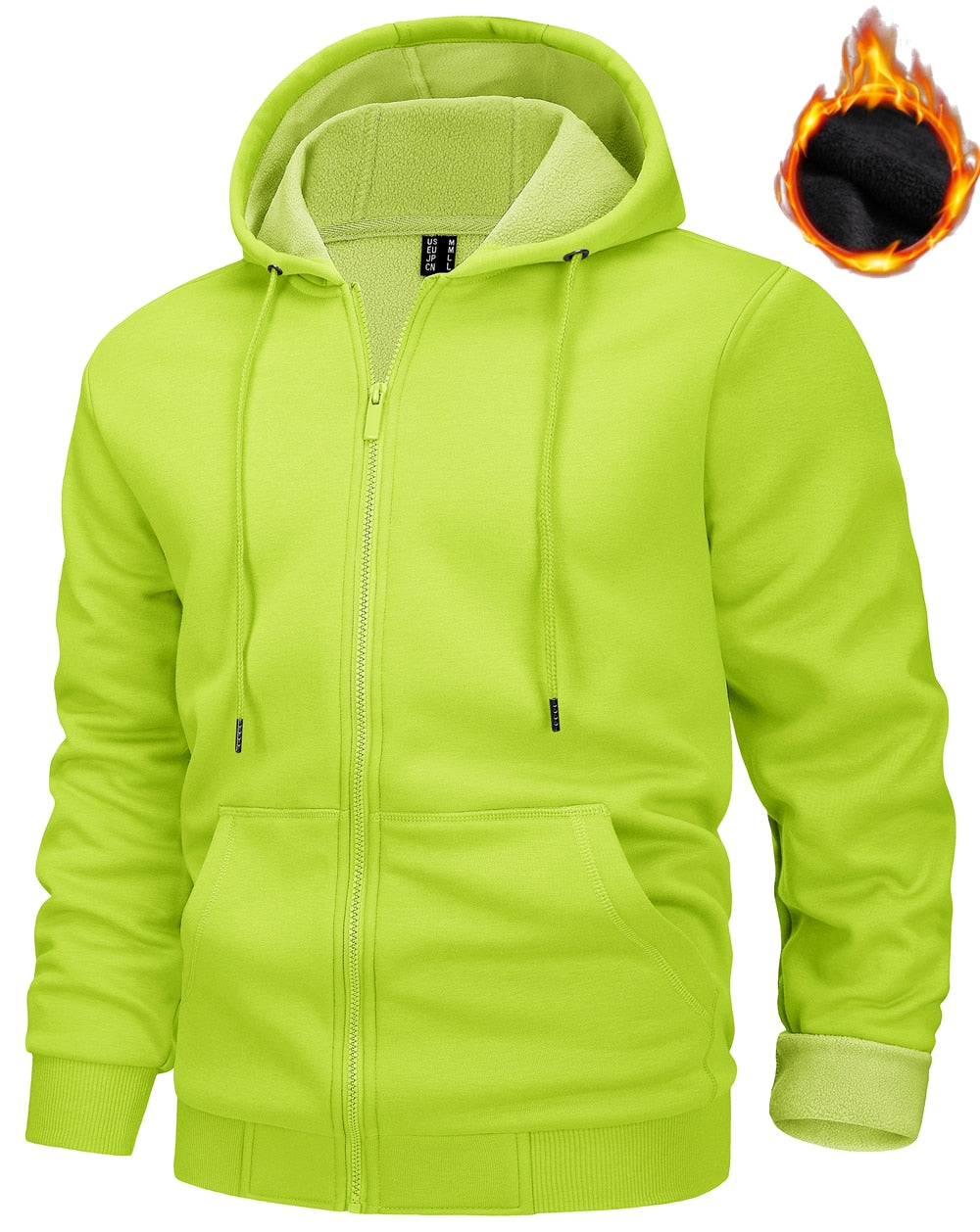 TACVASEN Big Pockets Fleece Lining Hoodies Mens Hooded Coats Full Zip Up Casual Hoodie Jackets Athlete Running Hiking Sportswear