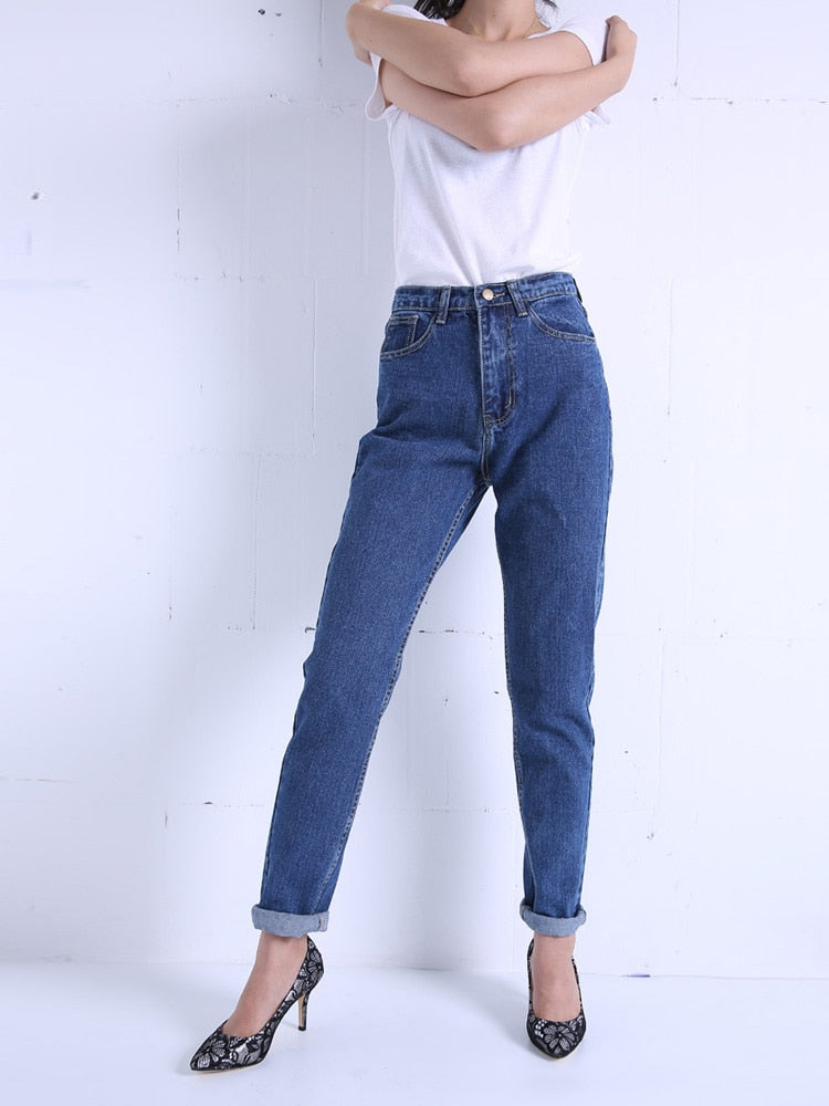 Women's High Waist Full Length Boyfriends Denim (3 Colors)