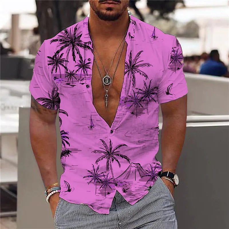 Men's 3d Printed Hawaiian Beach Short Sleeve Fashion Shirts - Collection 2 (9 Styles)
