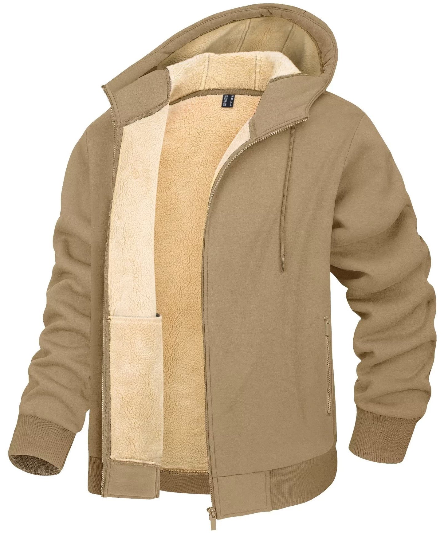 TACVASEN Fleece Lining Winter Hoodie Mens Sherpa Jackets Windproof Full Zip Warm Coats Climbing Hooded Casual Outwear Sportswear