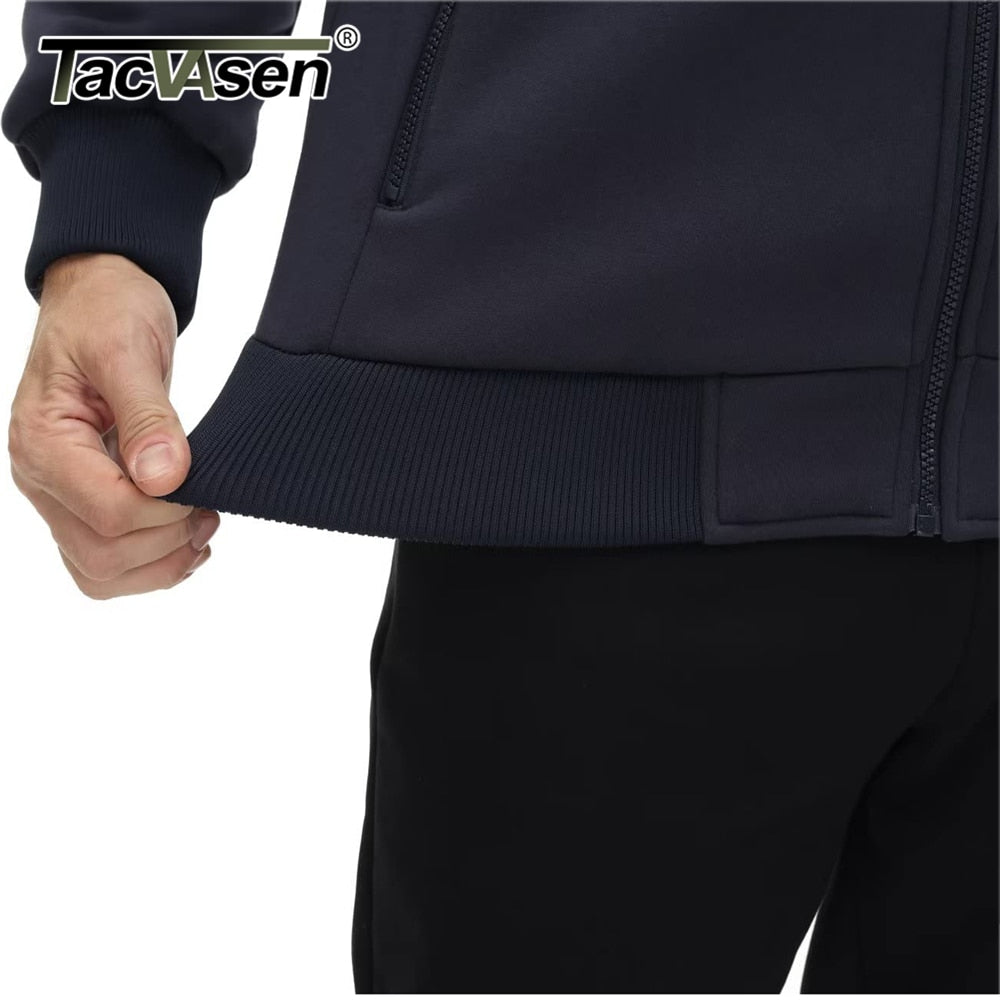 TACVASEN Fleece Lining Winter Hoodie Mens Sherpa Jackets Windproof Full Zip Warm Coats Climbing Hooded Casual Outwear Sportswear
