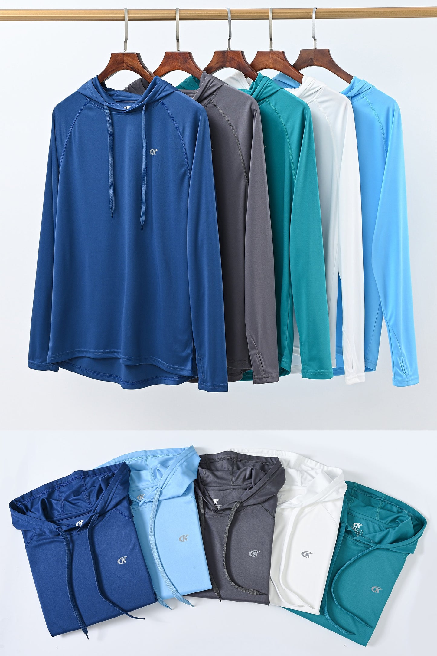 Men's UPF 50+ Rash Guard Athletic Long Sleeve Workout Hoodie (11 Colors)