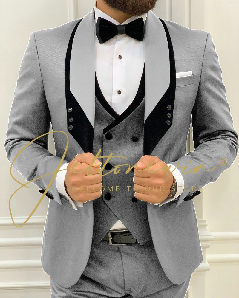 Men's Fashion Wedding Slim Fit 3 Piece Groom Tuxedo Suit - Collection 2 (8 colors)