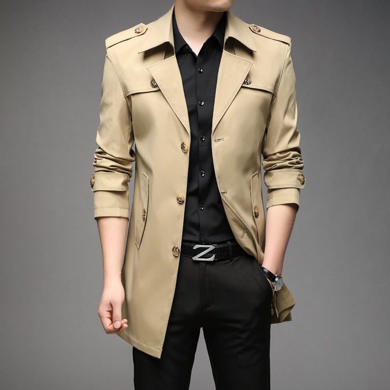 Men's England Style Long Trench Outerwear Windbreaker Jacket (8 Colors)