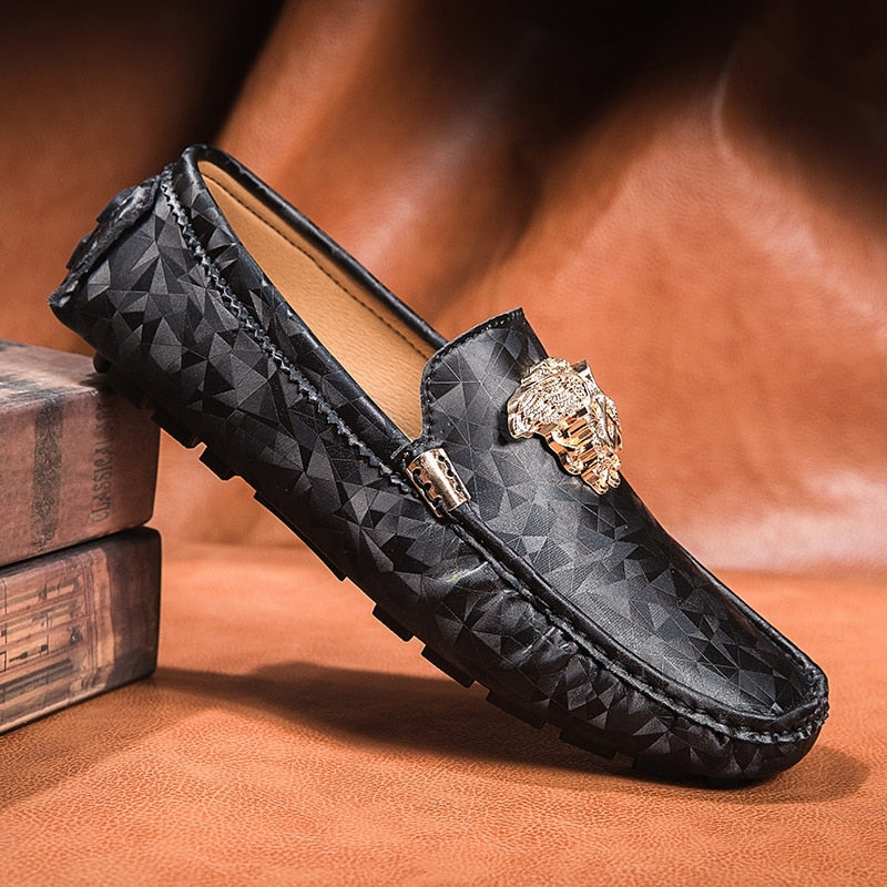 Brand Casual Shoes High Quality Men's Leather Shoes Snake Pea Shoes Spring Summer Leather Ladies Moccasin Loafers
