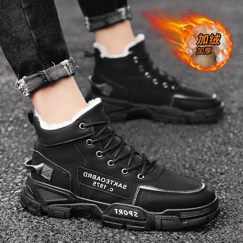 Men Boots Men's Winter Shoes Fashion Snow Boots Shoes Plus Size Winter Sneakers Ankle Men Shoes Winter Boots Black Blue Footwear