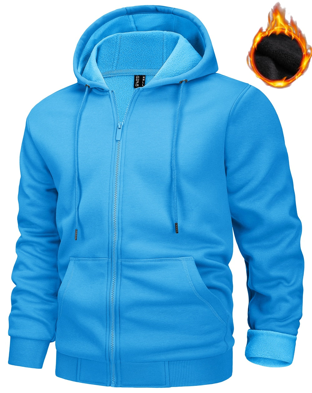 TACVASEN Big Pockets Fleece Lining Hoodies Mens Hooded Coats Full Zip Up Casual Hoodie Jackets Athlete Running Hiking Sportswear