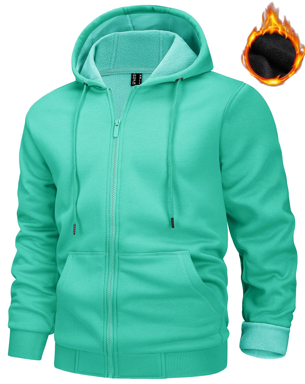TACVASEN Big Pockets Fleece Lining Hoodies Mens Hooded Coats Full Zip Up Casual Hoodie Jackets Athlete Running Hiking Sportswear