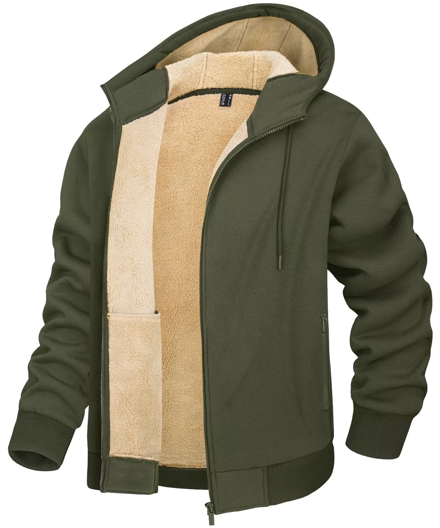 TACVASEN Fleece Lining Winter Hoodie Mens Sherpa Jackets Windproof Full Zip Warm Coats Climbing Hooded Casual Outwear Sportswear