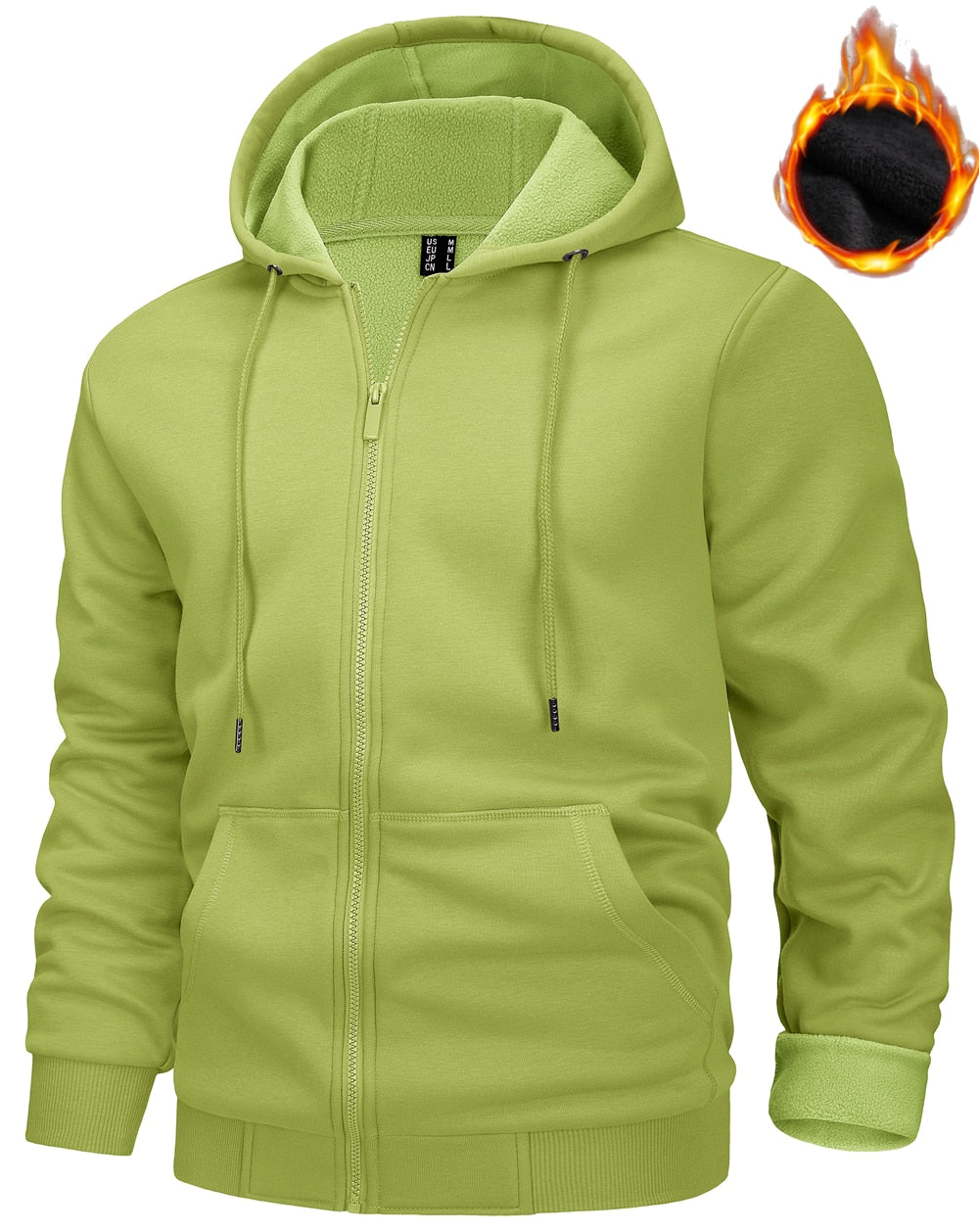 TACVASEN Big Pockets Fleece Lining Hoodies Mens Hooded Coats Full Zip Up Casual Hoodie Jackets Athlete Running Hiking Sportswear