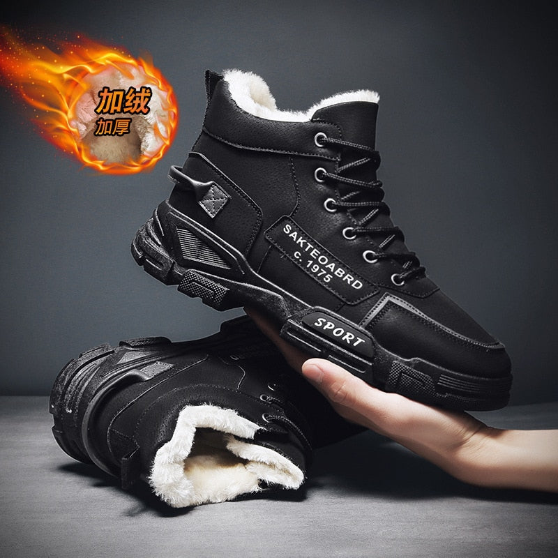 Men Boots Men's Winter Shoes Fashion Snow Boots Shoes Plus Size Winter Sneakers Ankle Men Shoes Winter Boots Black Blue Footwear