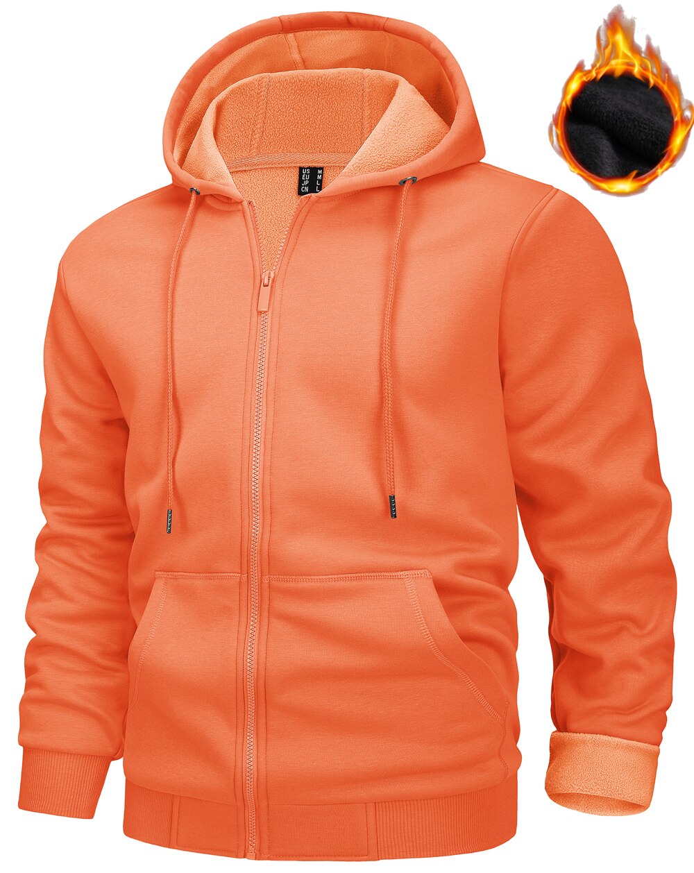 TACVASEN Big Pockets Fleece Lining Hoodies Mens Hooded Coats Full Zip Up Casual Hoodie Jackets Athlete Running Hiking Sportswear