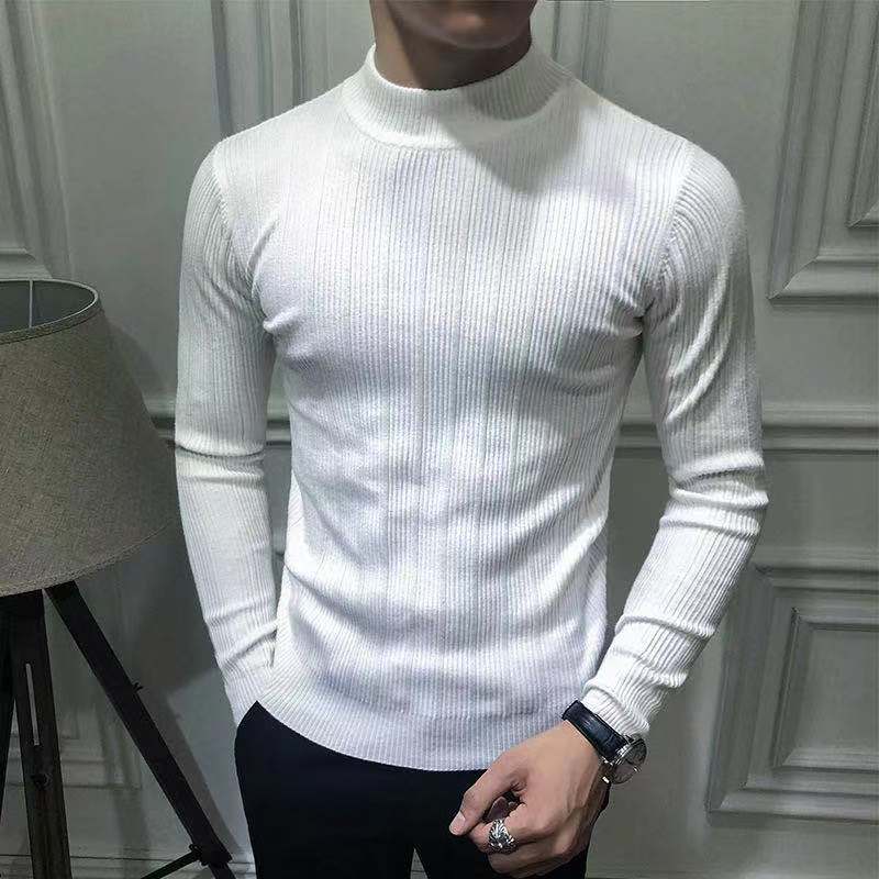 Korean Fashion Autumn Men Casual Vintage Style Sweater Wool Turtleneck Oversize 2024 Winter Men Warm Cotton Pullovers Sweaters