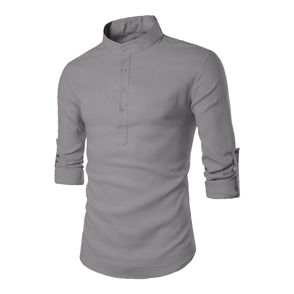 Men's Casual Cotton Linen Loose Long Sleeve Shirt (7 Colors)