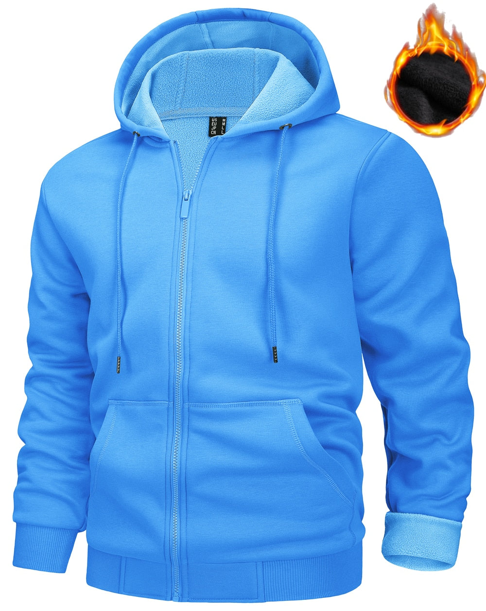 TACVASEN Big Pockets Fleece Lining Hoodies Mens Hooded Coats Full Zip Up Casual Hoodie Jackets Athlete Running Hiking Sportswear