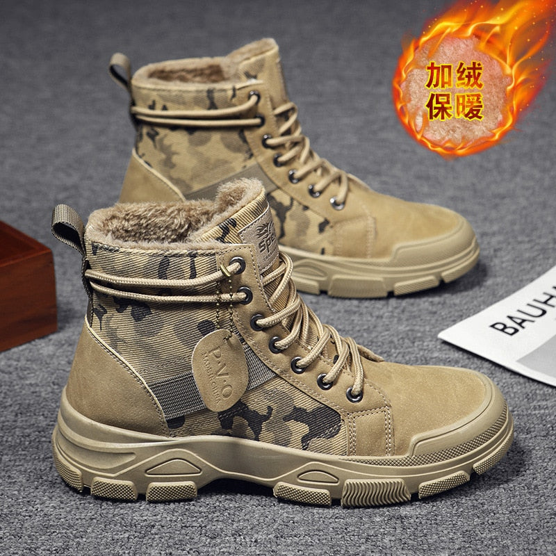 Autumn NewBoots for Men Camouflage Desert Boots High-top Sneakers Non-slip Work Shoes for Men Buty Robocze Meskie