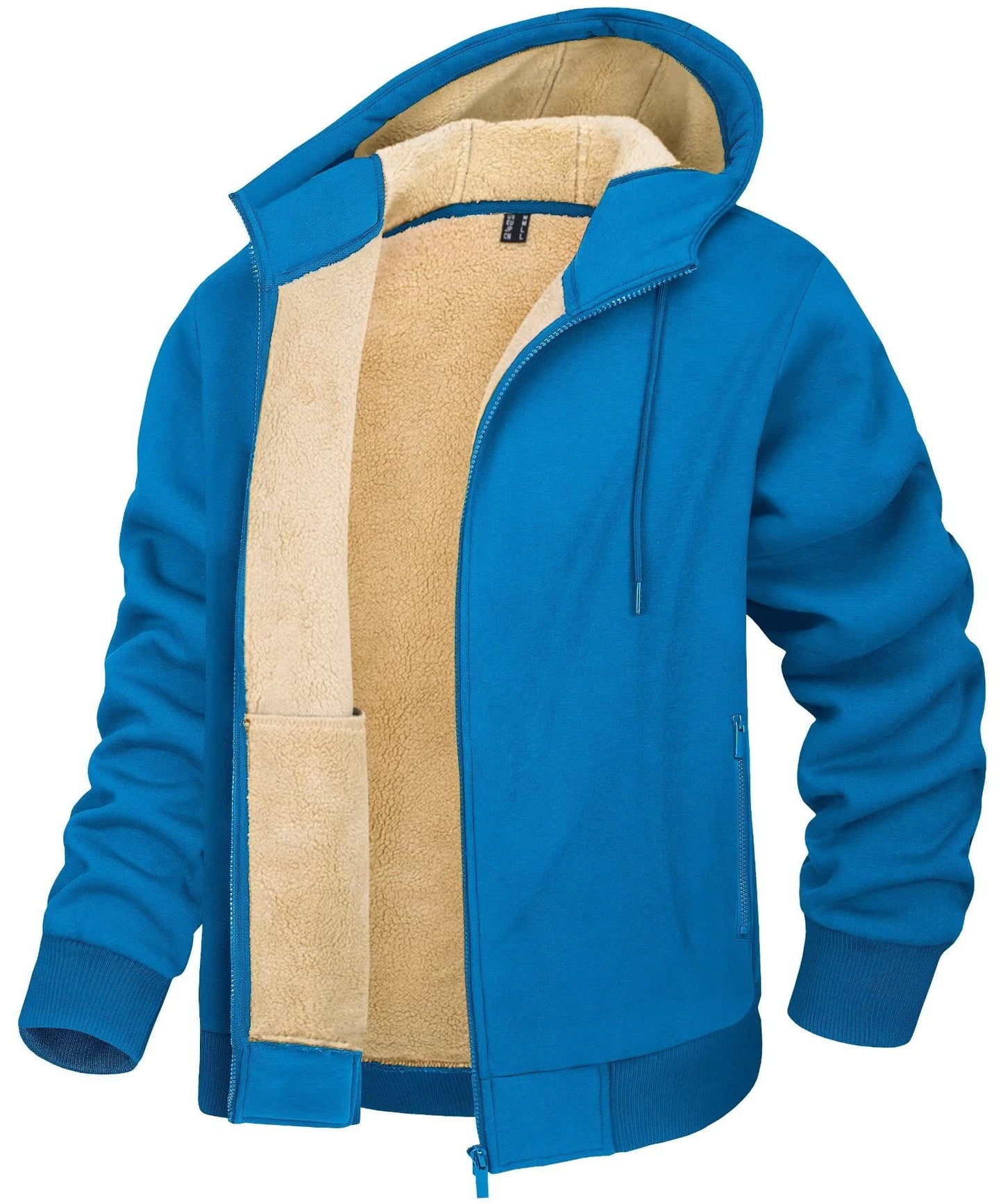 TACVASEN Fleece Lining Winter Hoodie Mens Sherpa Jackets Windproof Full Zip Warm Coats Climbing Hooded Casual Outwear Sportswear