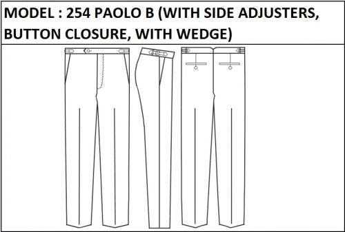 SLIM PANT -  MODEL_254_PAOLO_B_WITH_SIDE_ADJUSTERS_BUTTON_CLOSURE_AND_WEDGE