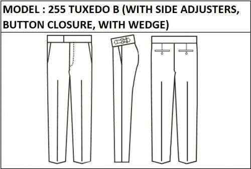 SLIM PANT -  MODEL_255_TUXEDO_B_WITH_SIDE_ADJUSTERS_BUTTON_CLOSURE_AND_WEDGE