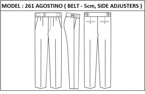 SLIM PANT -  MODEL_261_AGOSTINO_BELT_5sm_WITH_SIDE_ADJUSTERS_ZIPPER_WITHOUT_WEDGE