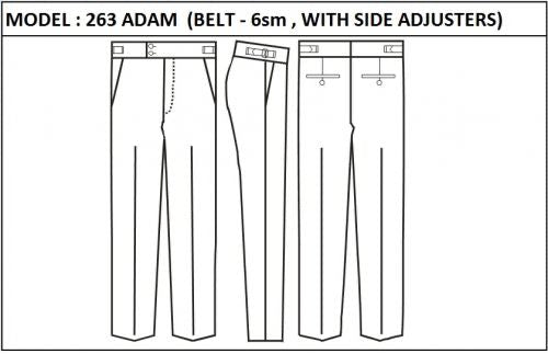 SLIM PANT -  MODEL_263_ADAM_BELT_6sm_WITH_SIDE_ADJUSTERS_ZIPPER_WITHOUT_WEDGE