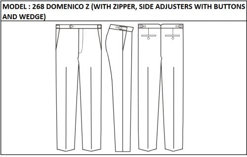 SLIM PANT - MODEL_268_DOMENICO_Z_WITH_ZIPPER_SIDE_ADJUSTERS_WITH_BUTTONS_AND_WEDGE