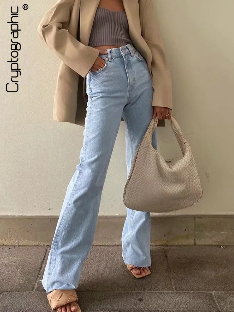 Women's Cryptographic Casual Fashion High Waist Straight Leg Denim (4 Colors)