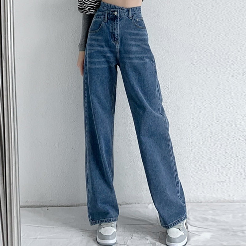 ZOENOVA Jeans Women Wide Leg Pants Mom Femme Black Blue Jeans High Waist Woman Trousers 2023 Clothing Pantalones Spodnie Damskie