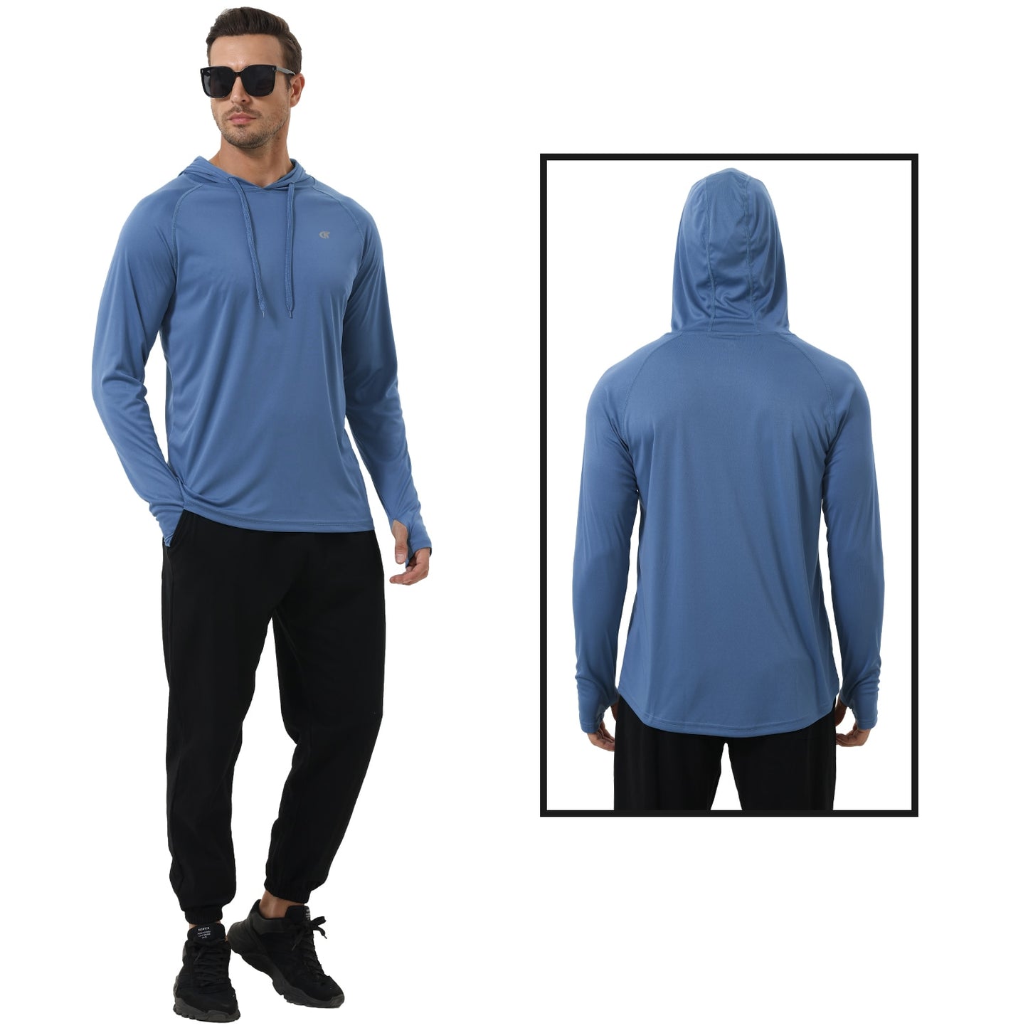 Men's UPF 50+ Rash Guard Athletic Long Sleeve Workout Hoodie (11 Colors)